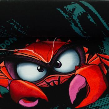 Preview: French Terry Panel ca. 85 cm Eddy the Crab Petrol by Thorsten Berger von Swafing